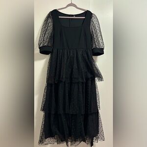 SHEIN Black Lace Long Sleeve Dress